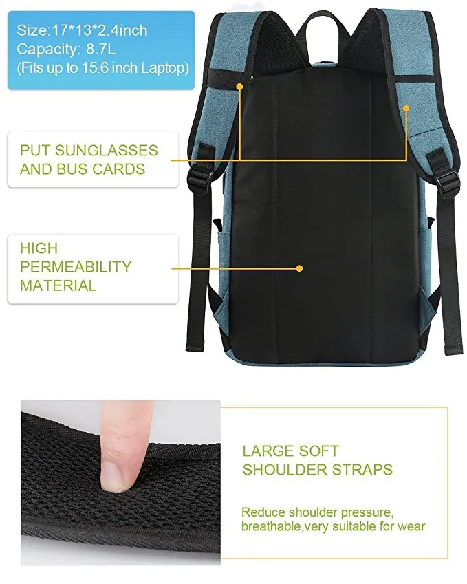 Laptop bag, travel backpack with Solar energy USB charging