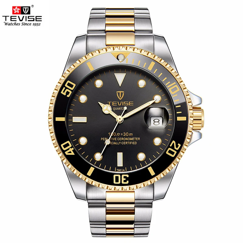 

TEVISE Brand Quartz Watch Men Auto Date Fashion Luxury Waterproof Stainless Steel Wristwatch Male Clock reloj relogio masculino