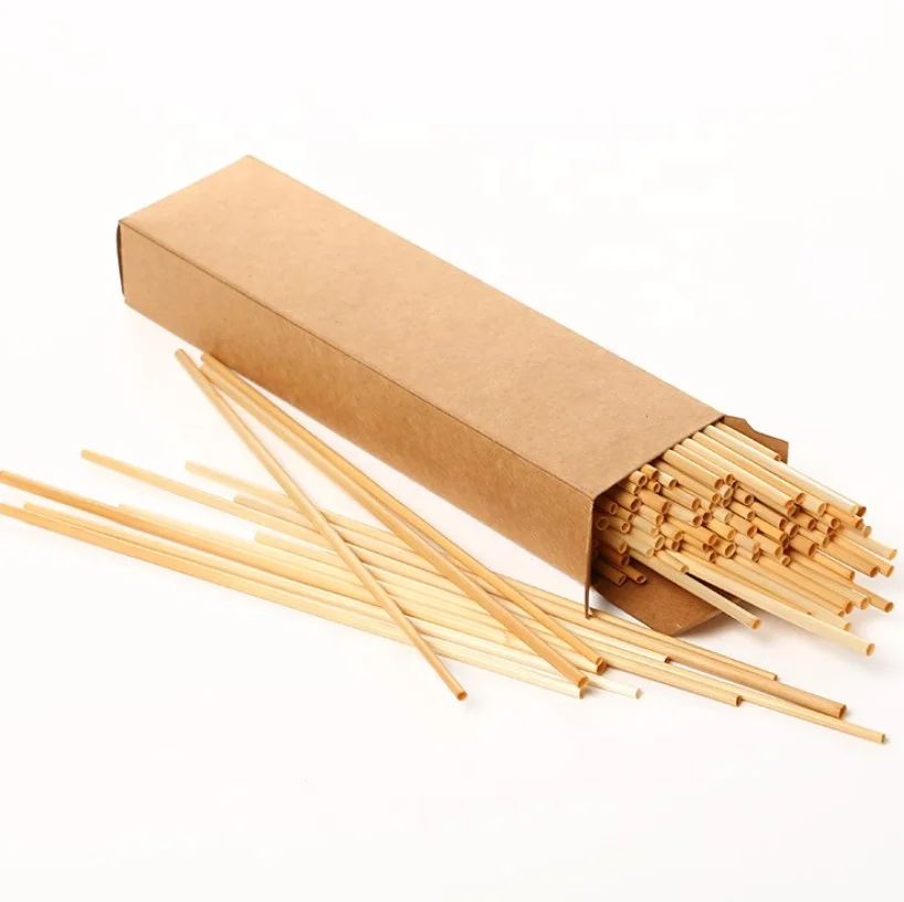 

Naturally Biodegradable Drinking Straws Compostable Made from Wheat Hay Reduces Waste for Use in Home Restaurants, Natural