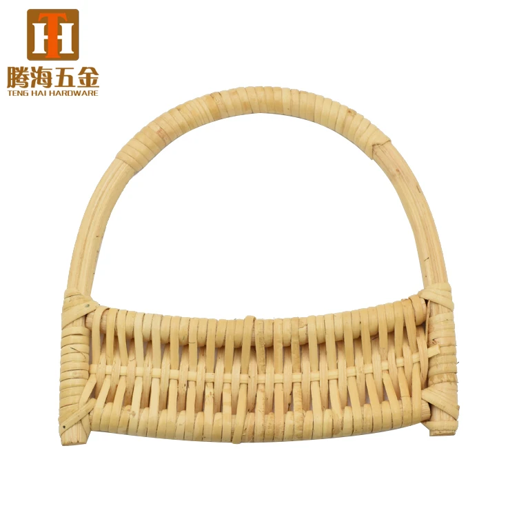 

Hand made nature color D shape bamboo woven purse handle, Customized