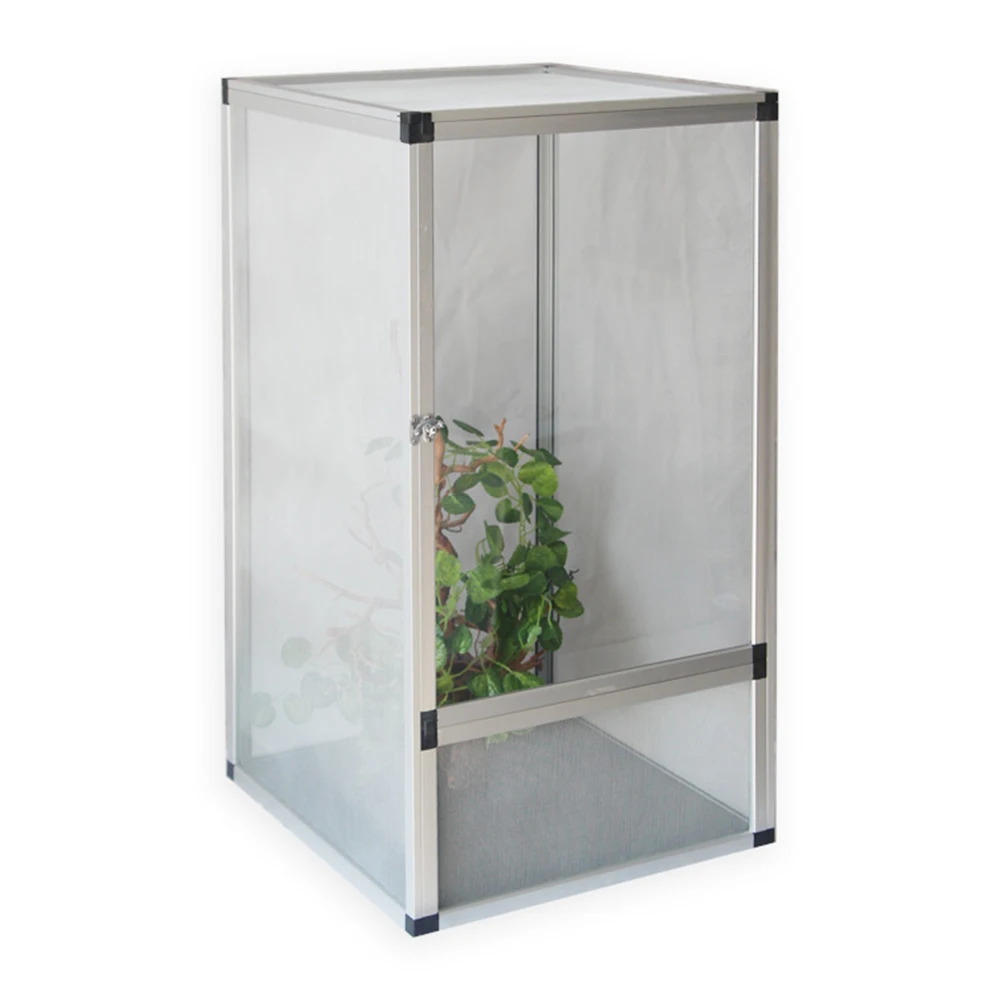 

Small size white color mesh reptile aluminum screen cage for lizards, White/black