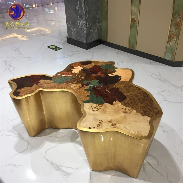 Manufacturer supplier rotating glass marble and granite top chinese tea table
