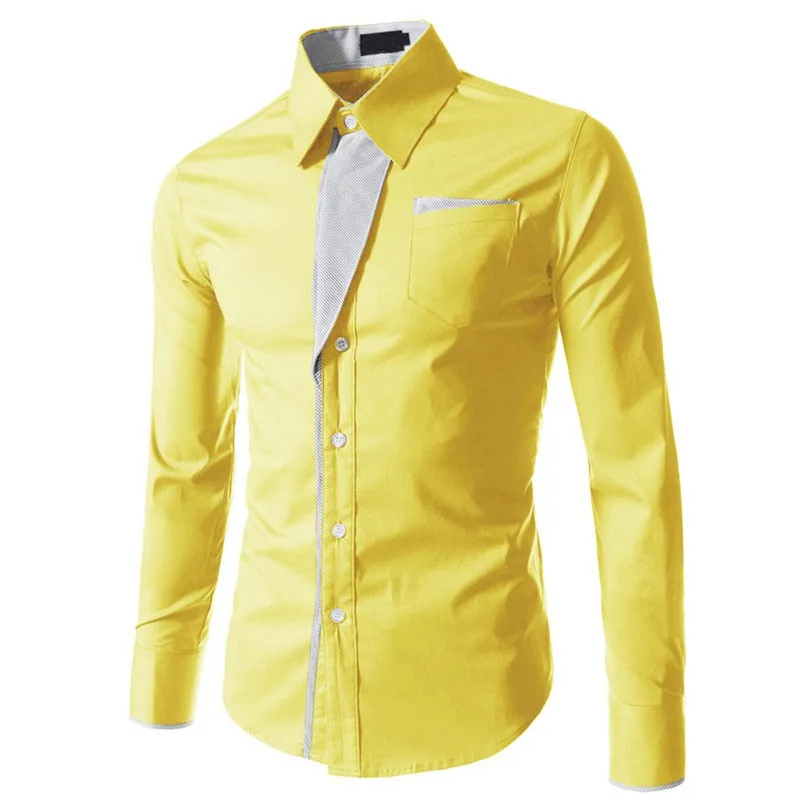 New fashion brand OEM cotton polyester mens dress shirts long sleeve