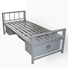 Durable metal pipe private single steel bed or double decker bunk bed with slide for military and dormitory and hostel