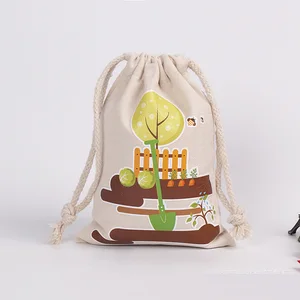 Organic Canvas Pull String Bag For Kids Promotional Sack Pack