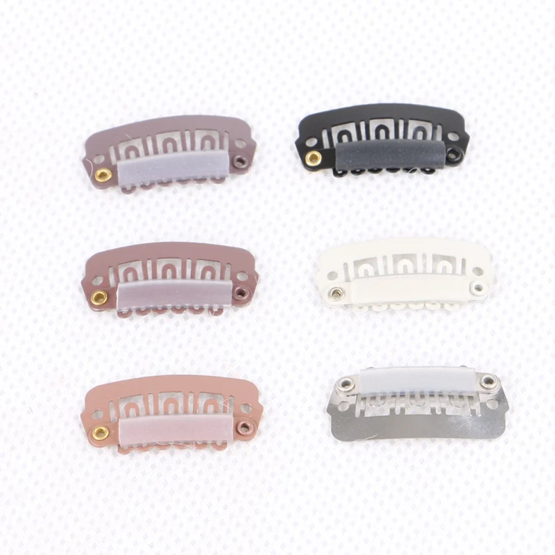 

High Quality 2.8cm U shape Metal stainless steel Clip with silicone small hair extension snap clips for extensions