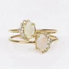 925 Sterling silver white opal ring yellow gold lyr0381