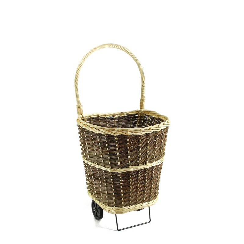 WICKER WILLOW BASKET LOG CARRIER HOLDER WITH HANDLES LINING STORAGE PICNIC