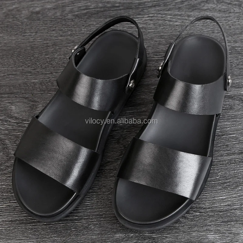 Men Soft Black Genuine Leather Sandals Back Strap Sandals Buy Men Leather Sandals,Genuine