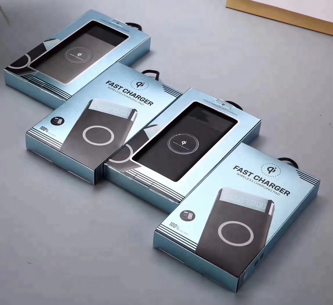 logo custom portable Qi standard mobile phone wireless charger slim power bank 10000mah with lcd display - ANKUX.COM