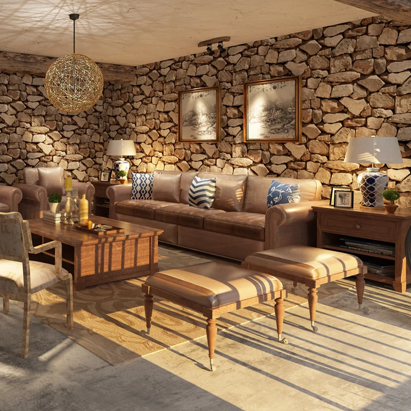 
Faux Stone Wall Wallpaper 3D Rock Stone Effect PVC Wall Paper Vinyl Wall Covering, Black 