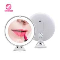 

Led light magnifying shaving mirror suction cup light round makeup mirror