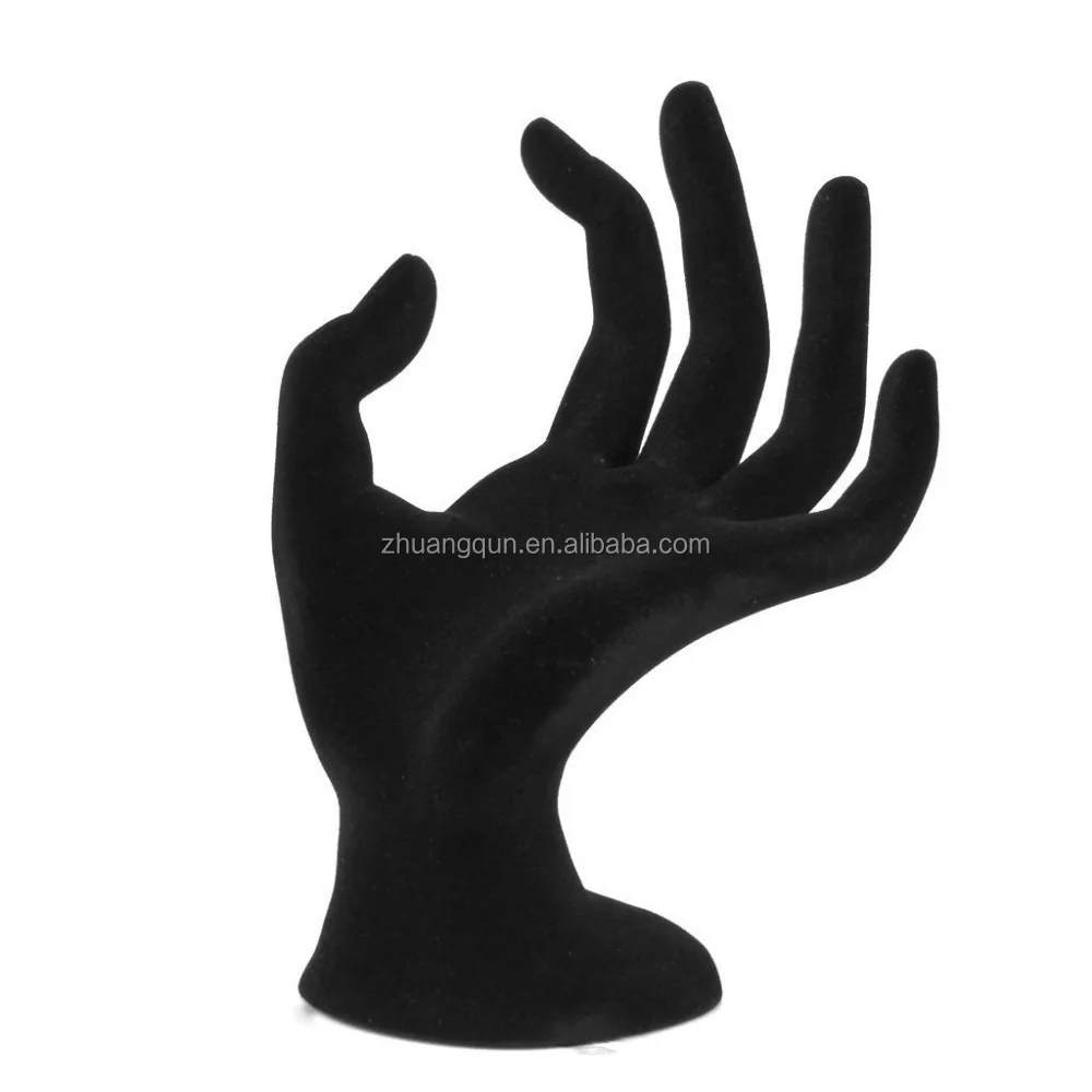 

Black OK-Gestured Velvet Hand Ring Display Stand Jewelry Display Stand