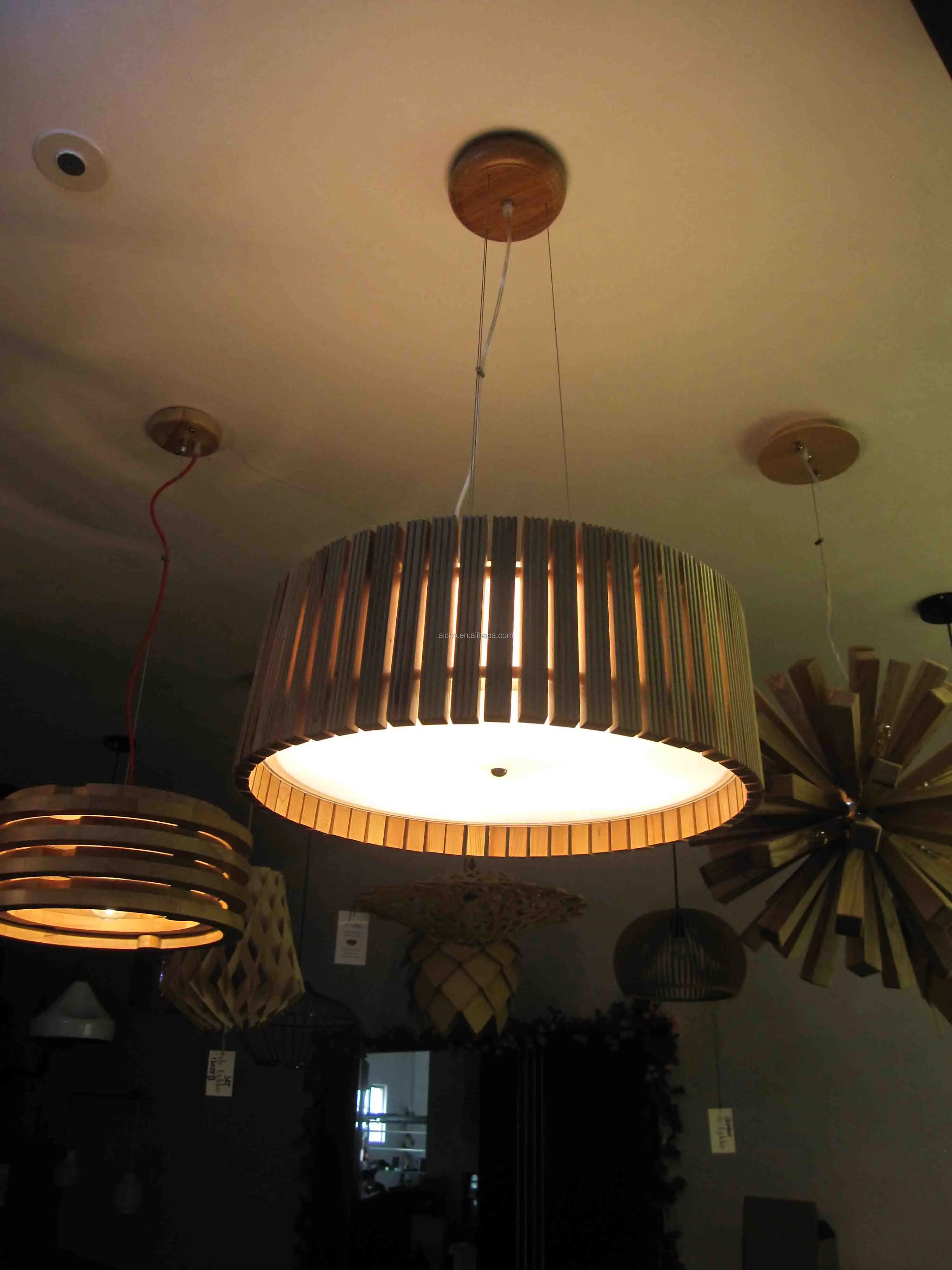 Decorative Led Lighting Round Wooden Pendant Light From Alibaba China