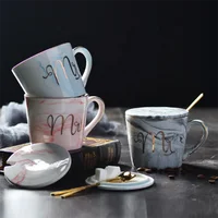 

wholesale online 380ml Marble Ceramic Mug Travel Coffee Mug Milk Tea Cup Creative Mr and Mrs Mugs Pink Gold weeding gift