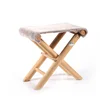 Easily Portable Modern Fashion Velvet Fabric Cross Leg Wood Small Foldable Foot Stools Folding Stool
