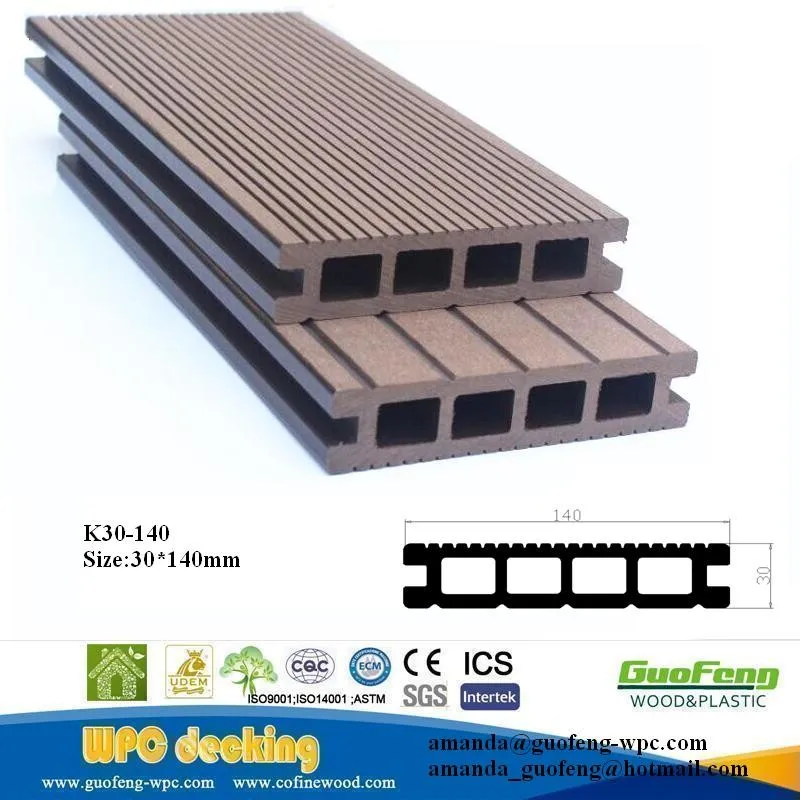 Hollow Cheap Waterproof Wood Plastic Composite Wpc Battens Decking