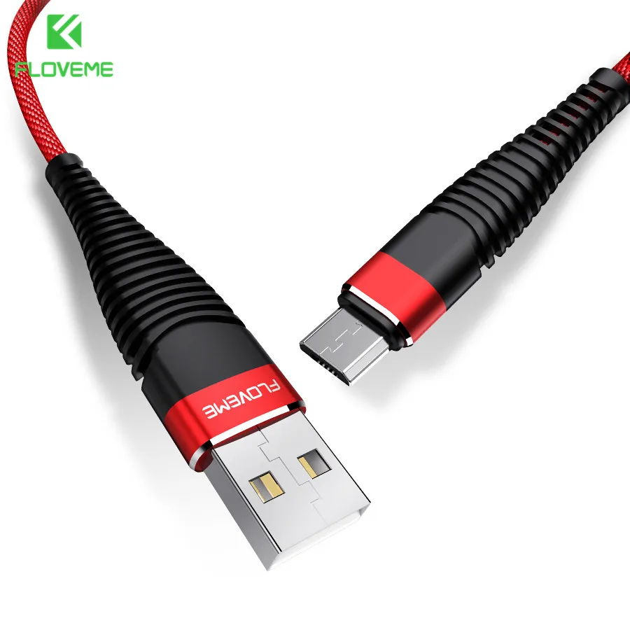 

FLOVEME Free Shipping 2m Micro USB Cable Braided High Tensile Data Line Type-C Nylon Charging Cable Wire, Red/blue
