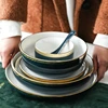 Gold rim luxury tableware stackable pasta soup bowl ceramic restaurant serving bowls set