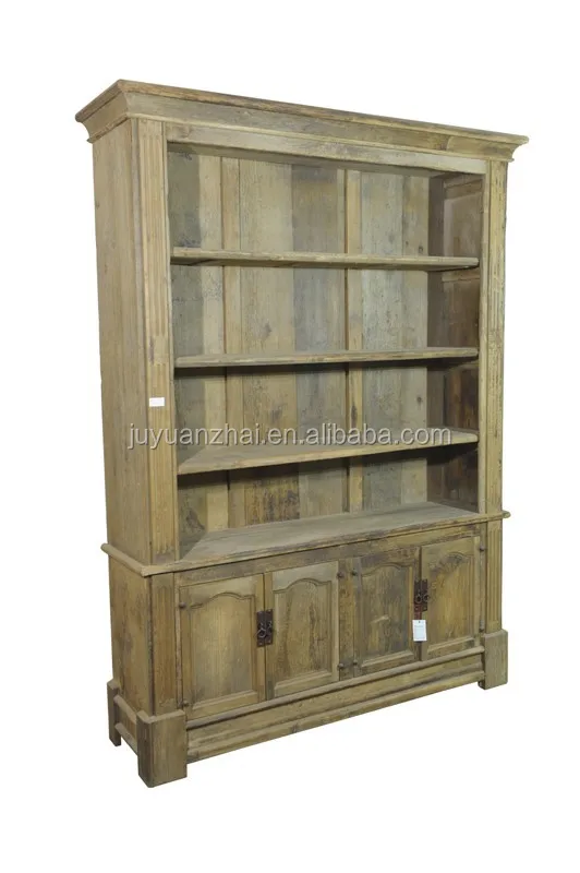 Cheap European Style Antique furniture recycled wood bookcase, old solid wood bedroom furniture