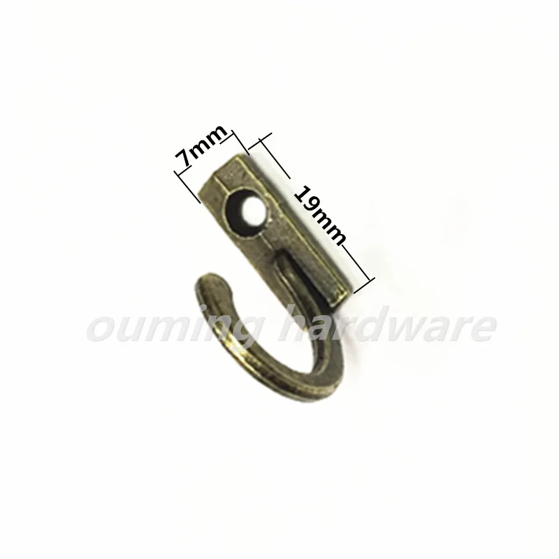 5pcs 21mm Metal Door Wall Hooks Hanger Small Antique Buckle Horn Lock Clasp U_O 