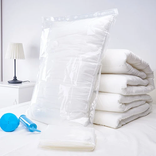 

The Fine Quality Space Saver Plastic Storage Vacuum Bag With Hand Pump for Clothing-clear 9 packs