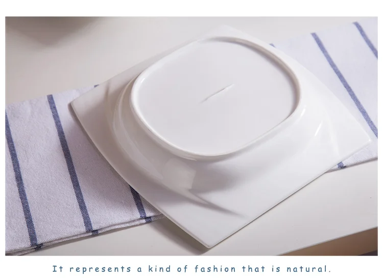 Restaurant Microwave Safe Porcelain Square Dinner Plate Pasta Plate