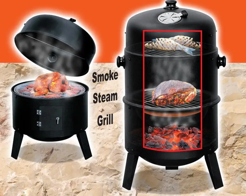3 In 1 High temp Black Painting Smoker Grill Bbq Smoker Buy High
