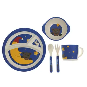 Image of Eco-friendly Good Quality Easy Cleaning Rabbit Bamboo Biodegradable Baby Tableware Bamboo Fiber Tableware