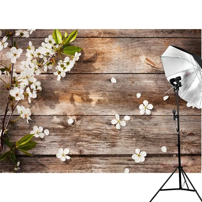 

5x3FT Wood Wall Flower Vinyl Photography Background For Studio Photo Props Photographic Backdrops cloth 150x 90cm waterproof
