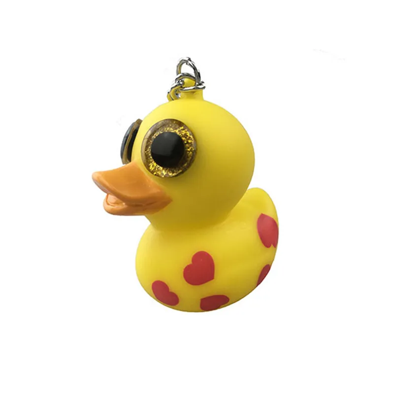 Cartoon Glitter Eyes Duck Pvc Keychains,Cute Popper Eyes Duck Plastic