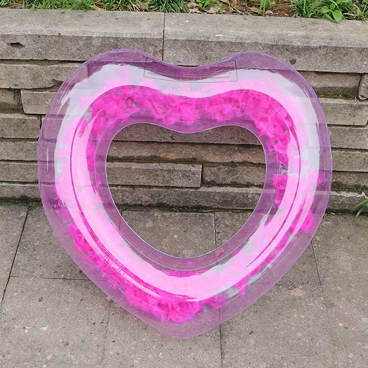 

FQY  Transparent Heart Adults Swim Ring Inflatable Feather Floats