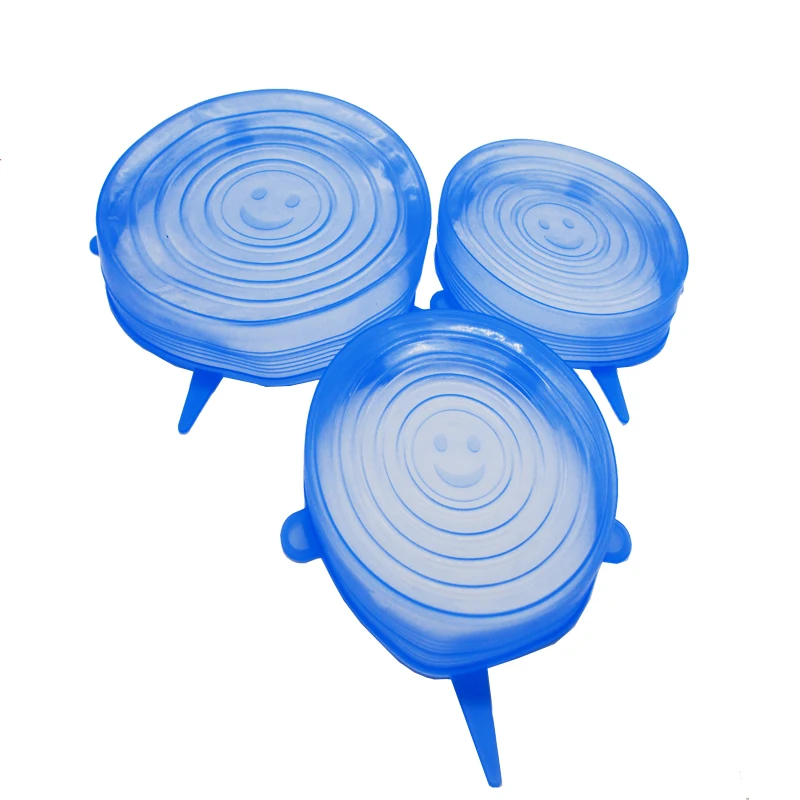 

Factory Low Price Set Of 7 Reusable Suction Seal Silicone Bowl Lids Covers, Blue;transparent or customized