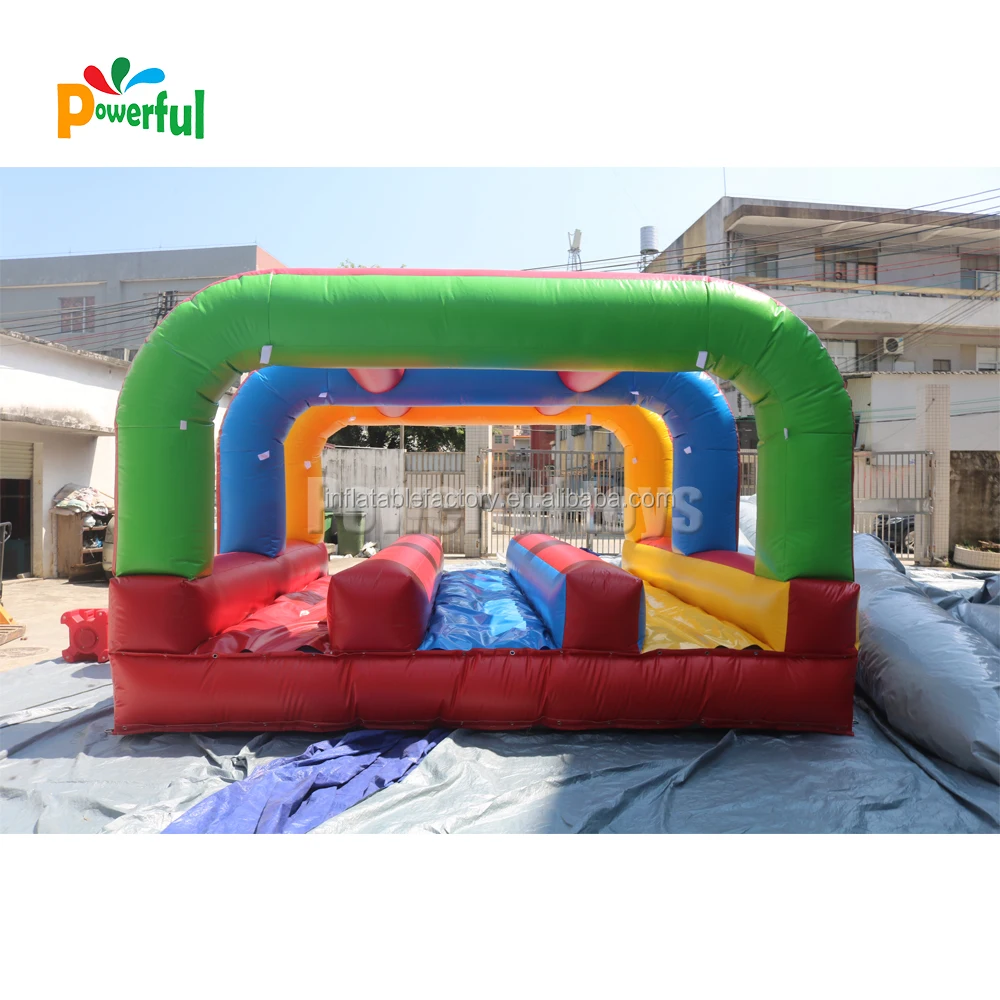 three lane inflatable slip n slide water party inflatable belly slide for sale