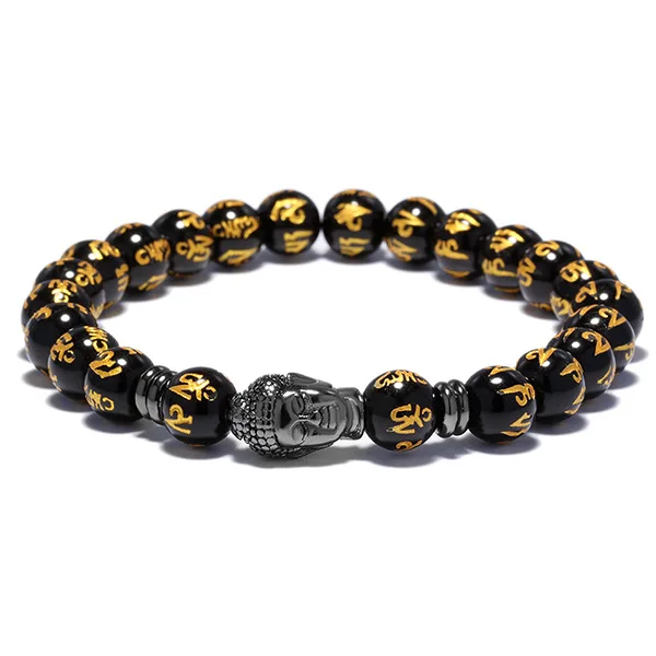 wholesale 19cm black pumice stone beaded bracelet ,alloy gym