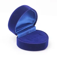 

wholesale best selling Royal blue velvet heart shape small ring box gift jewelry box earrings box stocks