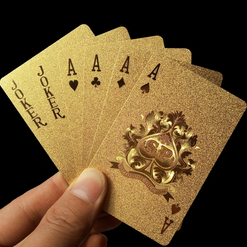 Hot Sale 24K Gold Foil Die Cut Fancy Paper Playing Cards 54pcs/Deck Gift Promotion