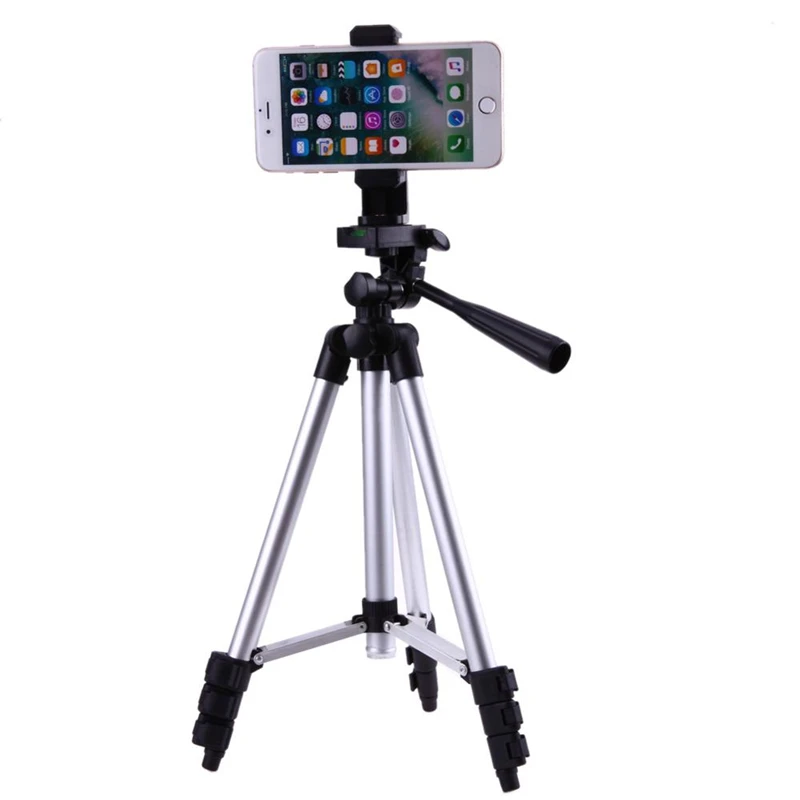 

Good quality 3110 Aluminum alloy camera holder professional tripod monopod stand video mobile phone Selfie stick, Silver+black