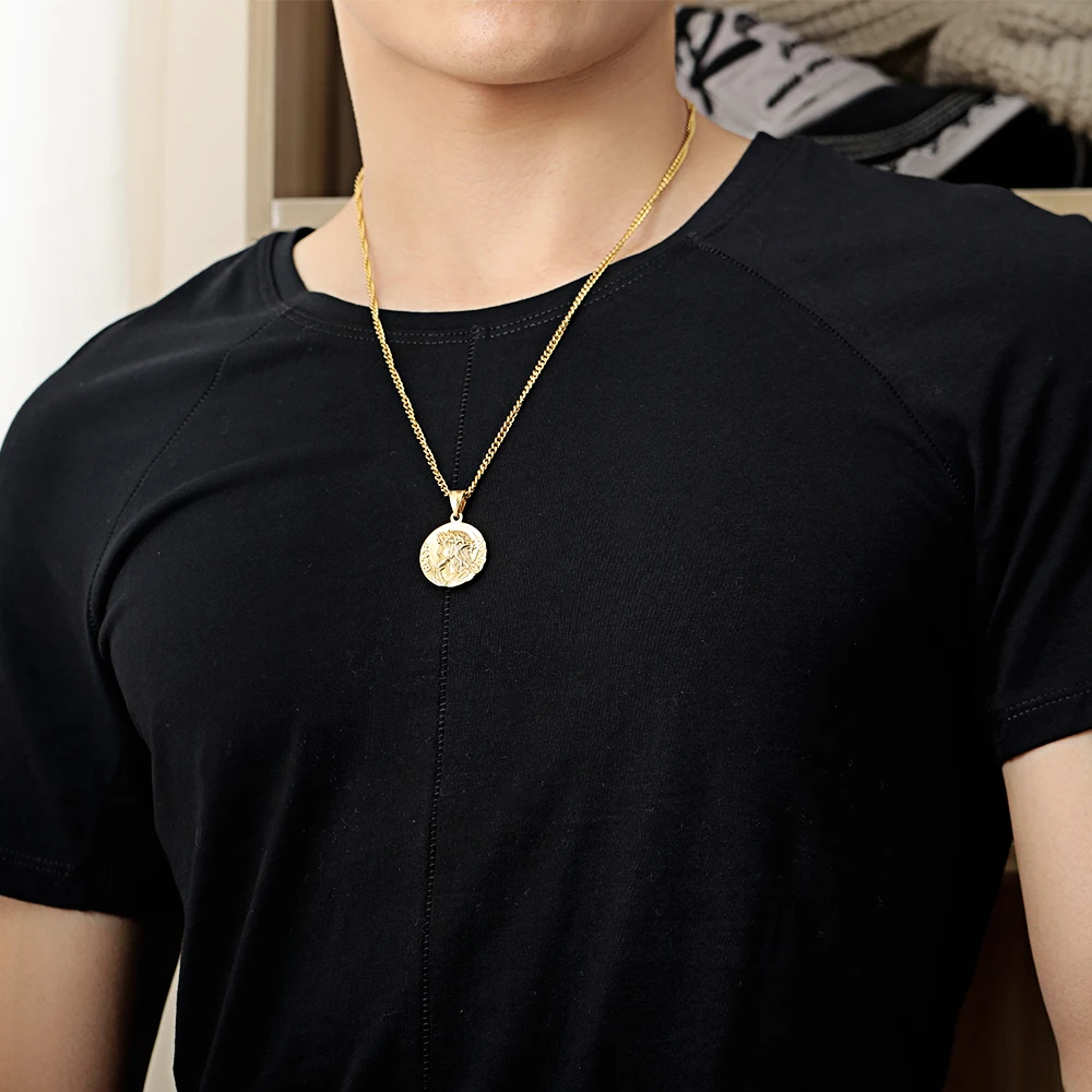 不锈钢饰品   item name retro gold stainless steel jesus coin