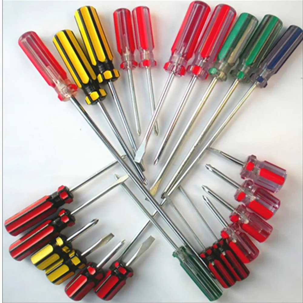 Stripe double color handle slotted and phillips head screwdriver