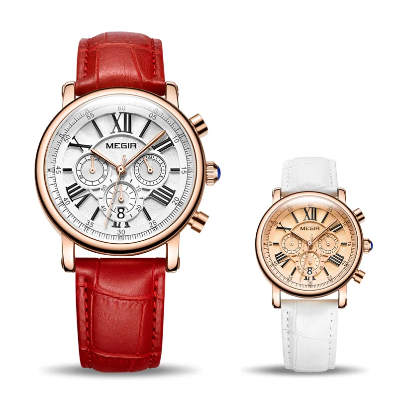 

MEGIR 2058 Chronograph Sport Watches Women Bracelet Relogio Feminino Ladies Lovers Quartz Wrist Watch Clock Women 2058
