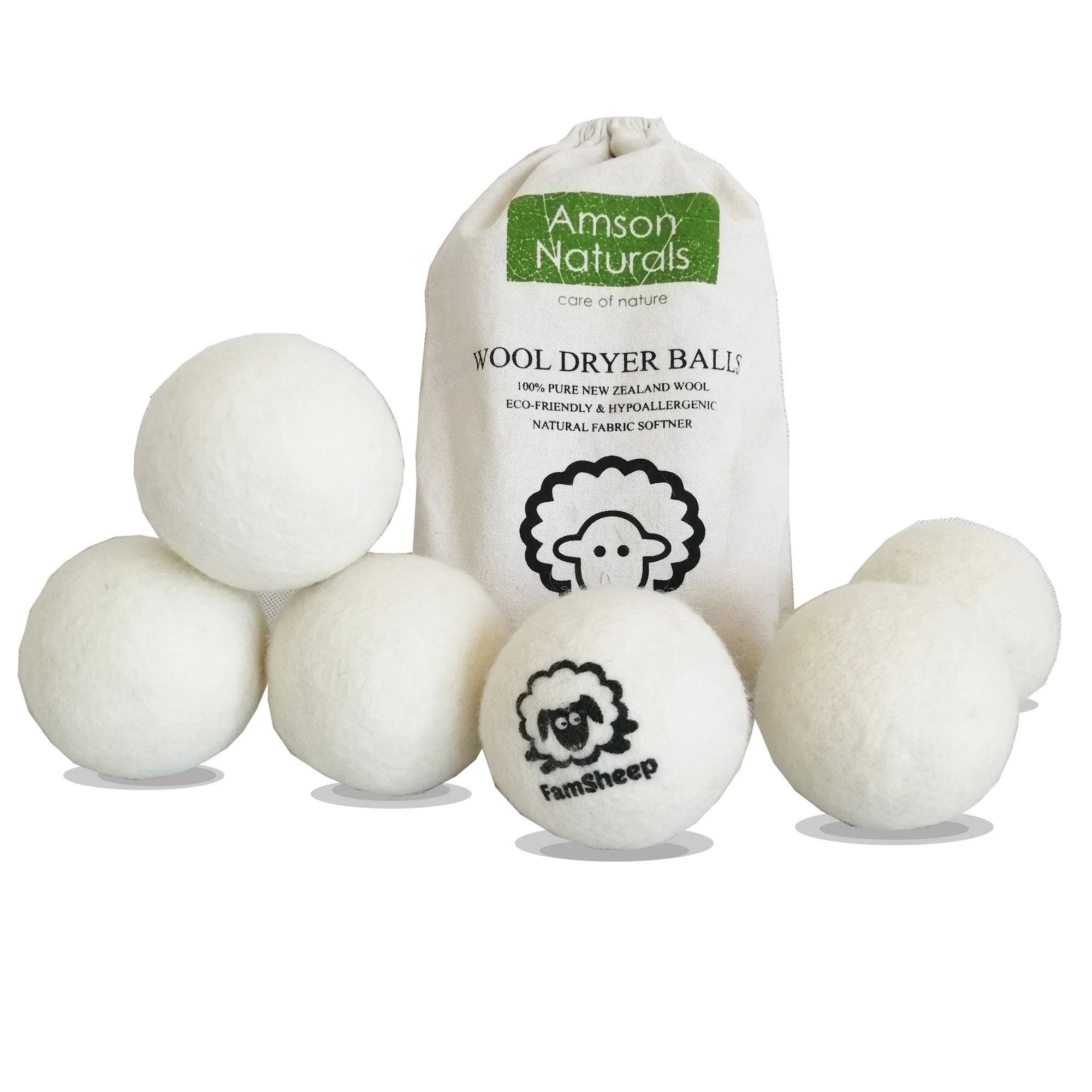 

2018 in usa amazon Most buyers give good feedback XL 6 packs New Zealand Wool laundry ball 100% wool dryer ball, White grey dark grey