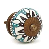 Hand-made Blue Strip Printed Royal Antique Type Round Ceramic Door Knobs For Interior Door