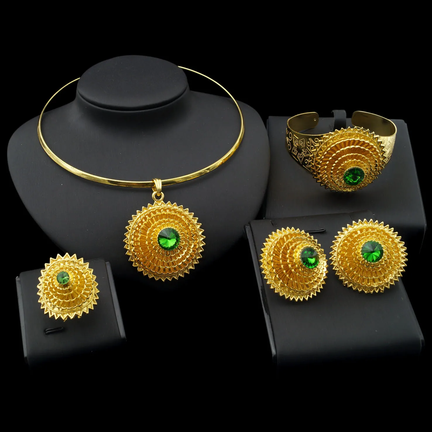 

Ethiopia 24K Gold Costume Jewellery set Necklace Designs Quantum Pendant In Pakistan Girls Jewelry Sets