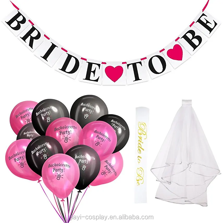 Bachelor Party Decorations Bride To Be Veil Sash Banner Garland