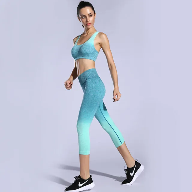 

Women's SpaceDye Seamless Workout Activewear Set Sports bra and legging, Blue gray orange purple green