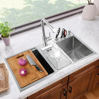 1921r Sink Stainless Steel Multifunctional Kitchen Sink Double Bowls Round 304 Stainless Steel Kitchen Hand Fabricated Sink Buy Stainless Steel