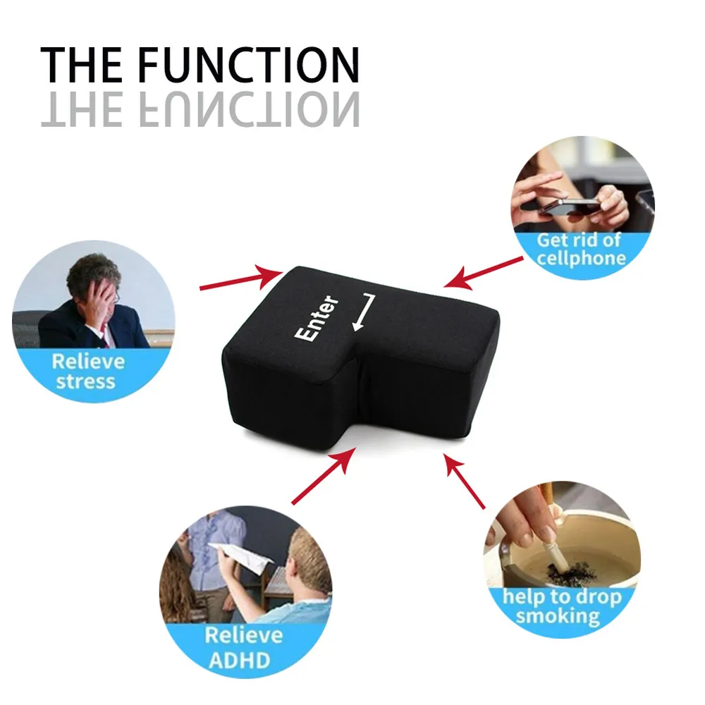Black Big Enter Key Usb Pillow Anti stress Relief Super Size Enter Key Pillow For Office Buy 