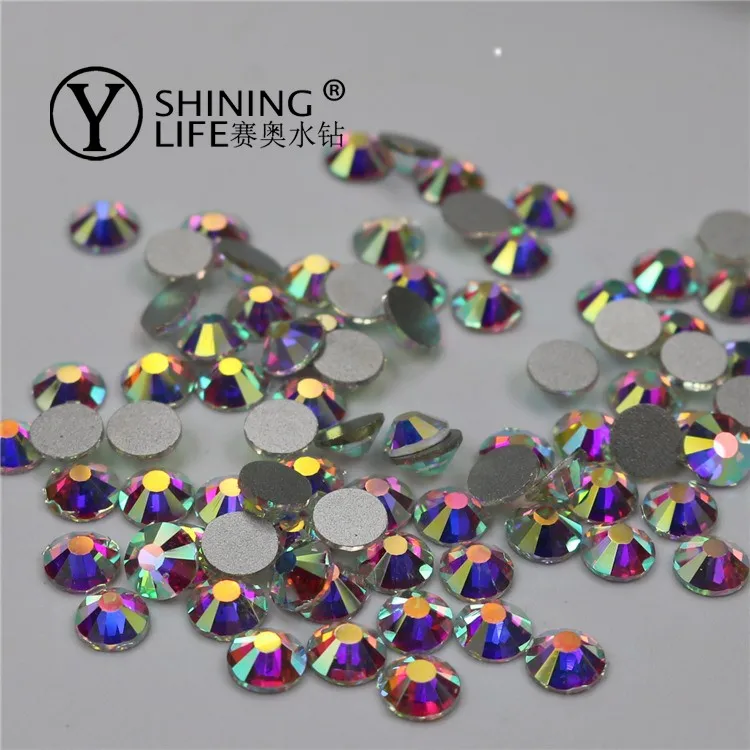 

Shininglife Brand China Beautiful Decoration ss12 ss20 ab color 16 face crystal Flat back non hotfix nail art rhinestone, Pic