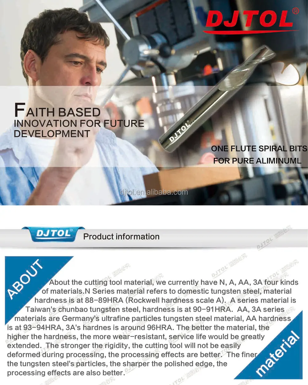 One Flute Spiral Bits For Aluminum(a Series) Cnc Tools Buy Djtol Pure